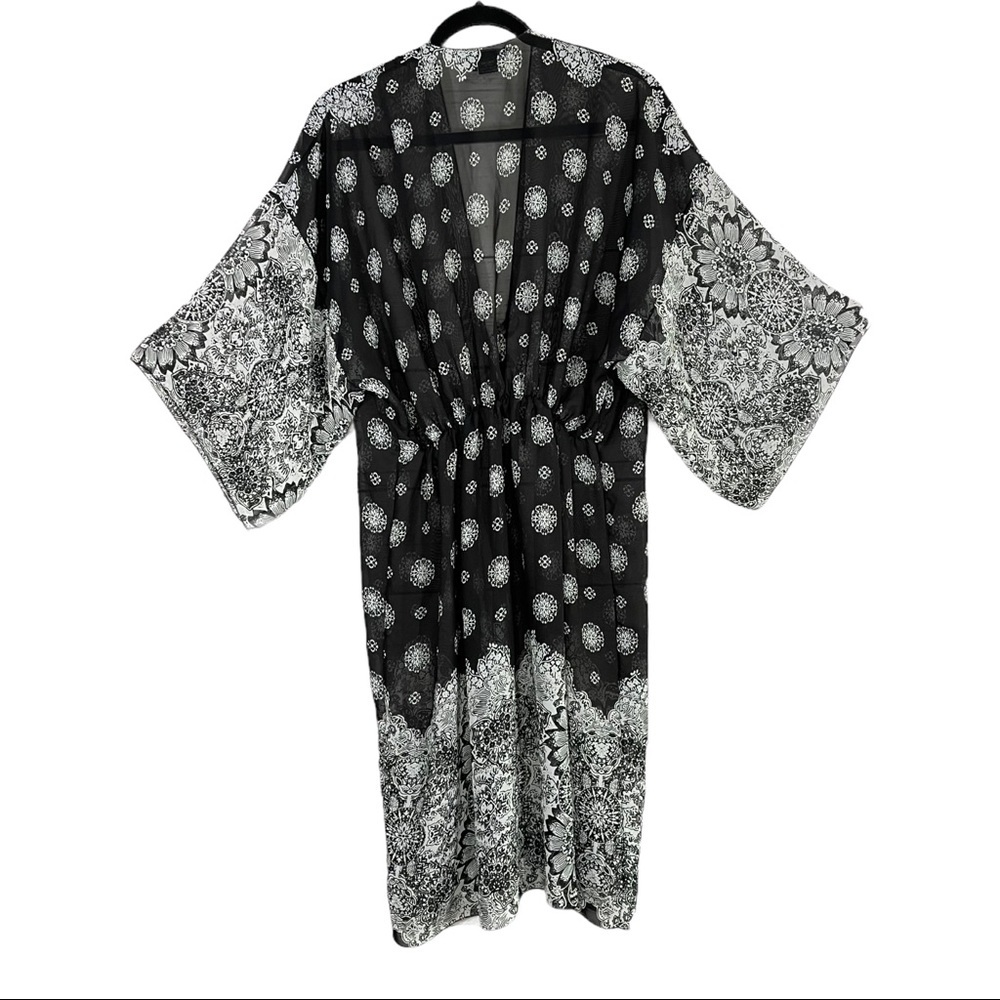 Chic Black and White Patterned Swim Coverup